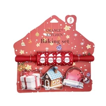 3 darabos karácsonyi kiszúró szett sodrófával - piros