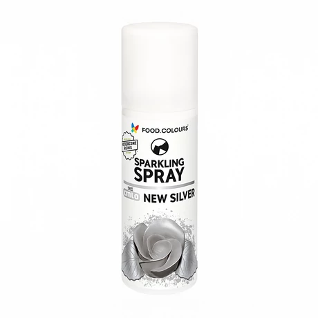 Csillogó ezüst ételfesték spray - 50ml